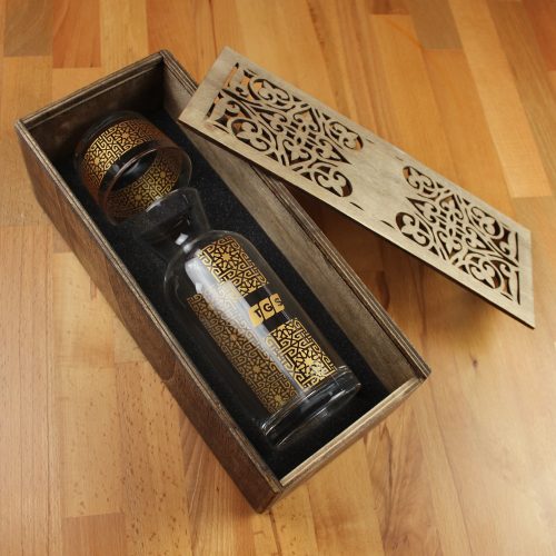 Elsanat Ahşap Kutulu Sufi Başucu Sürahi Seti