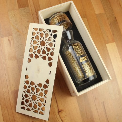 Elsanat Başucu Sürahi Seti Ahşap Kutulu Sufi Desenli