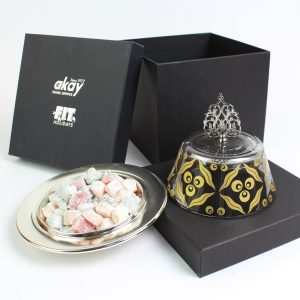 Elsanat Cam Kapaklı Pirinç Lokumluk Çintemani