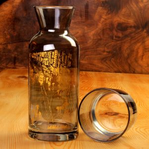 Elsanat İstiklal Caddesi Başucu Sürahi Seti (Füme Cam)