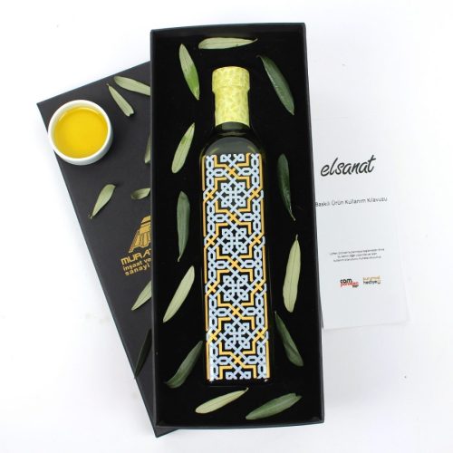 Elsanat Cam Şişede Hasır Desenli Sızma Zeytinyağı 500ml