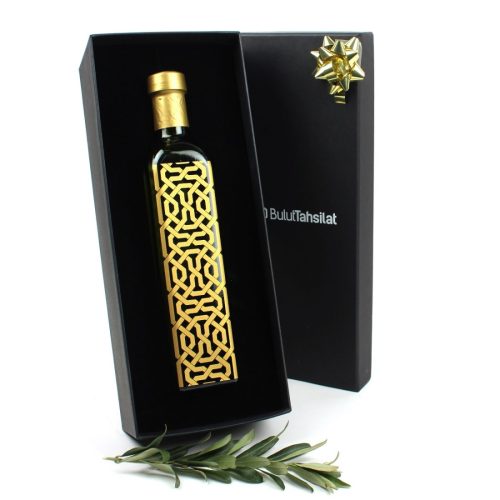 Elsanat Cam Şişede 500ml Sızma Zeytinyağı Nakkaş Desenli