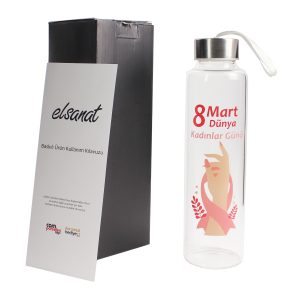 Elsanat Premium Cam Su Şişesi / Matara 8 Mart