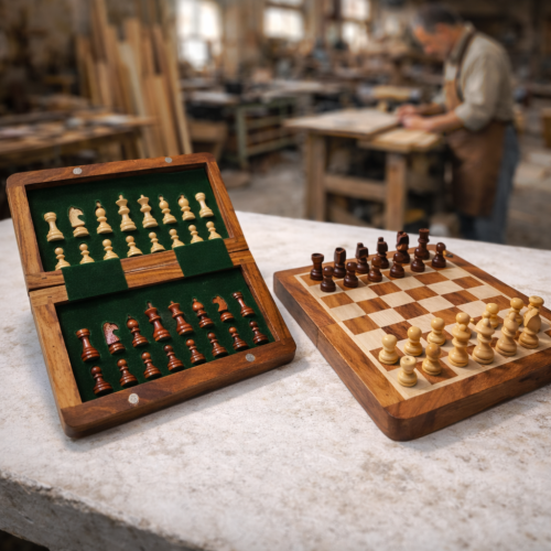 Elsanat Mini Ahşap Satranç Takımı